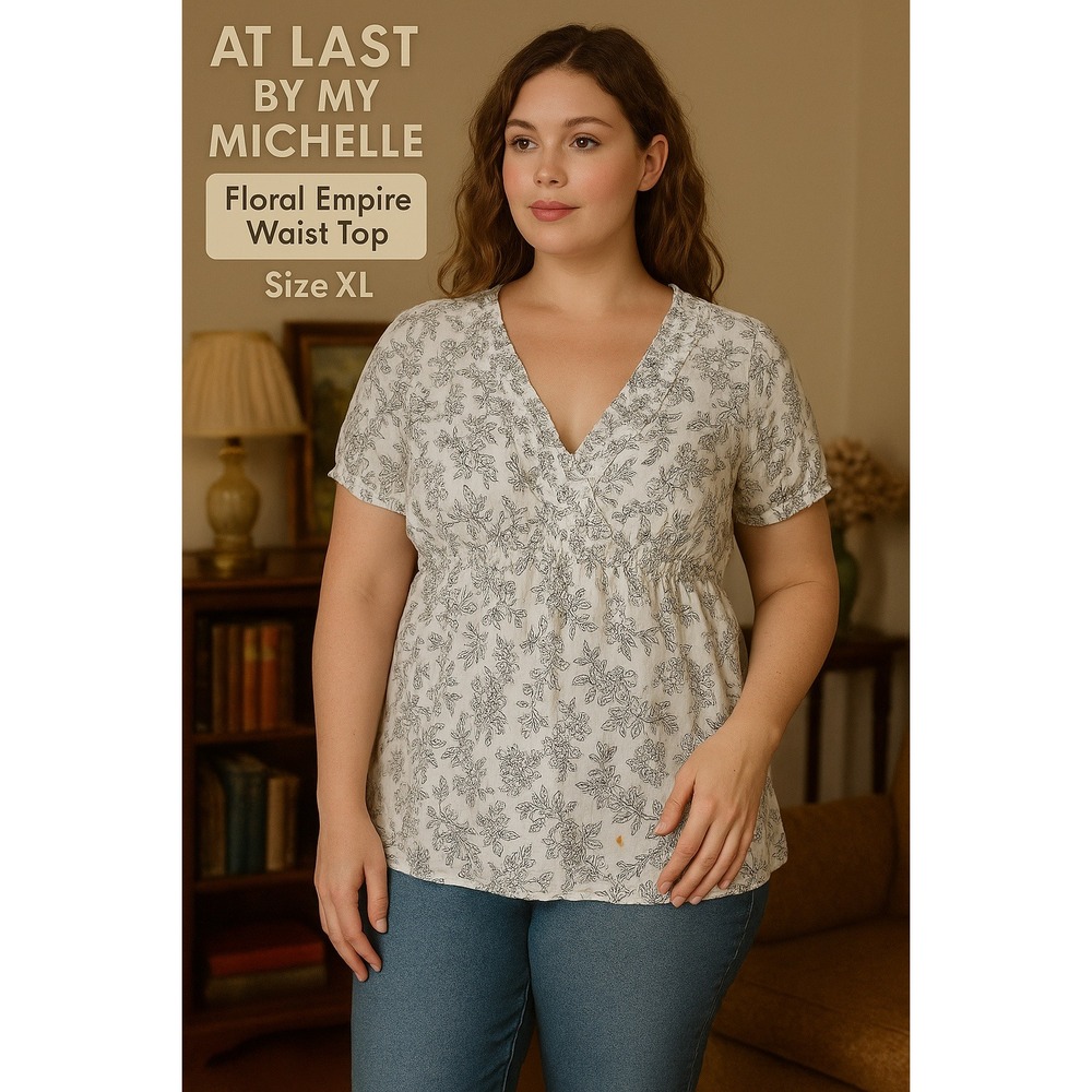 At Last by My Michelle Floral Empire Waist Top Size XL Cotton Boho‎ Cottagecore